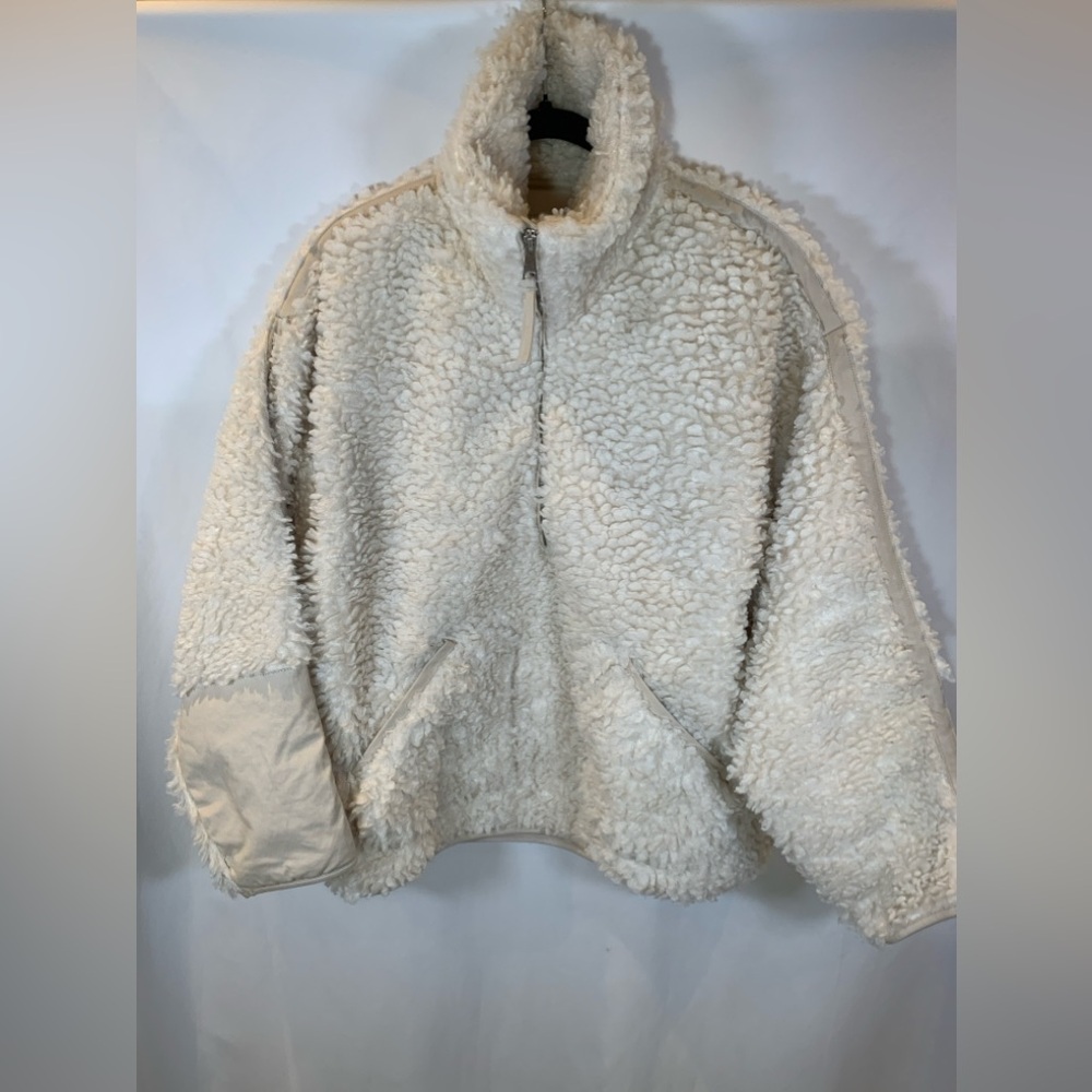 Abercrombie Fitch Women's Sherpa Zip Sweater in Cream White Size Small - Picture 2 of 8